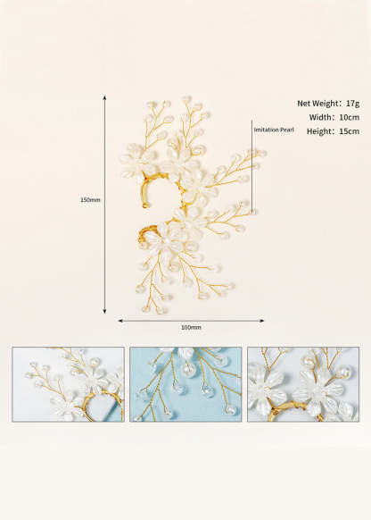 Flower and Pearl Fairy Ear Cuffs  (left ear only)