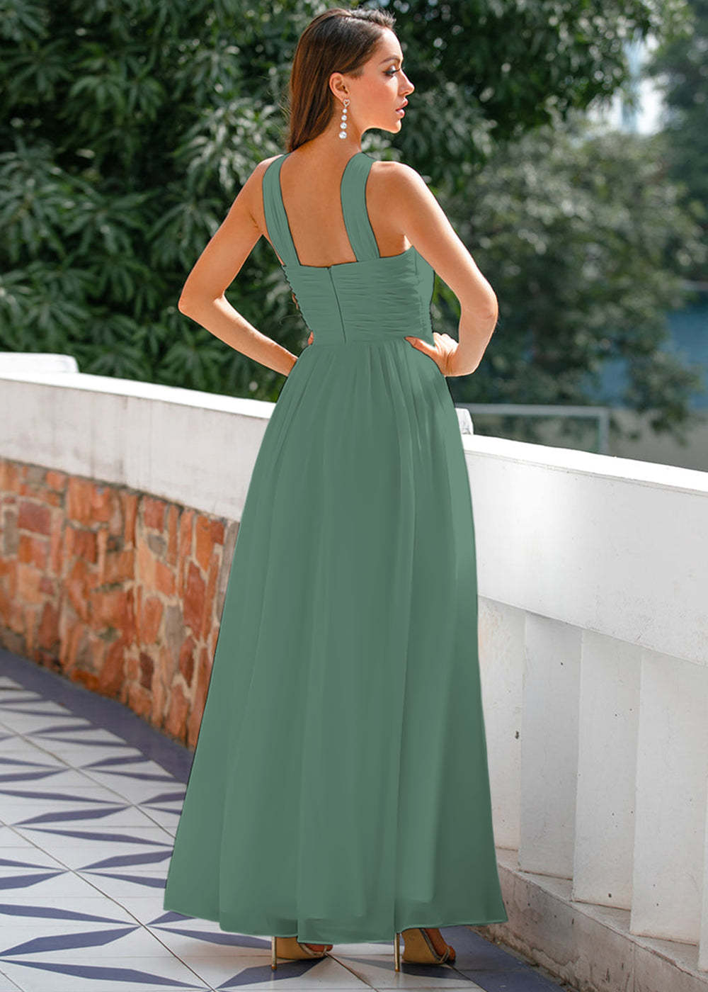 Halter Chiffon Long Bridesmaid Dress