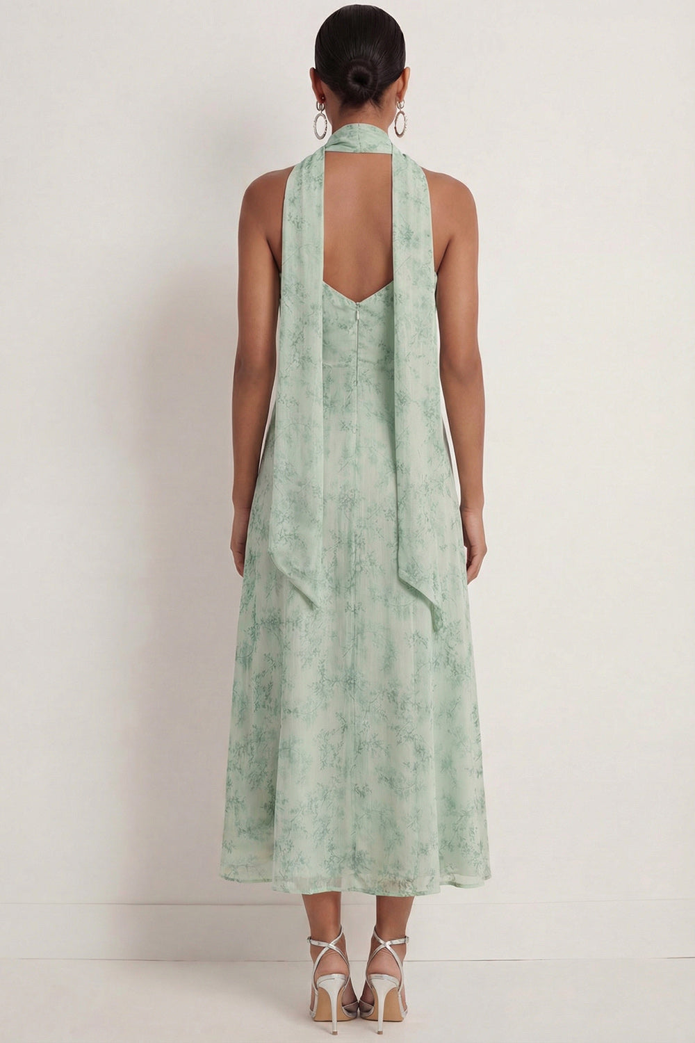 Spaghetti Straps Dusty Sage Floral Mermaid Long Wedding Guest Dress