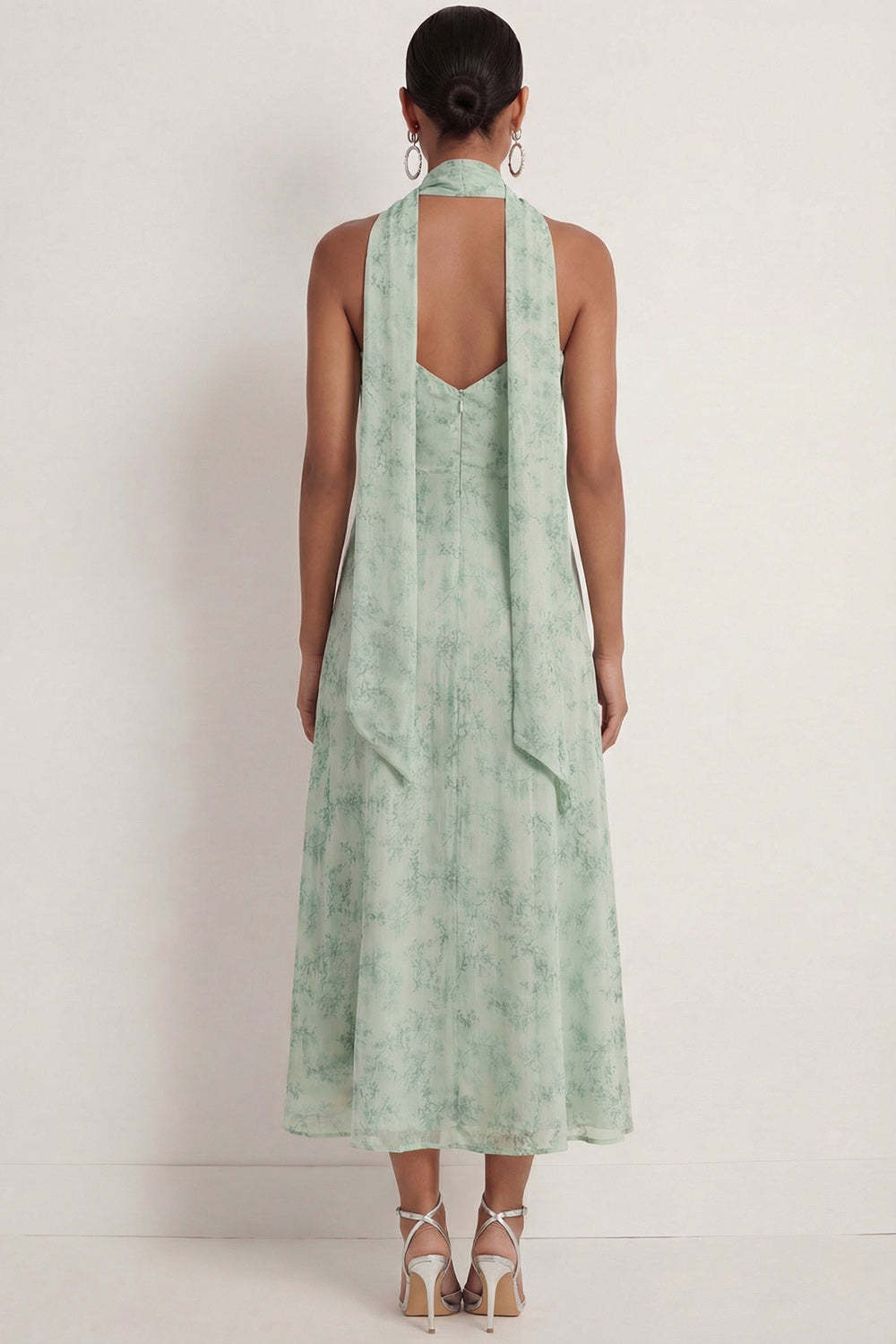 Spaghetti Straps Dusty Sage Floral Mermaid Long Wedding Guest Dress