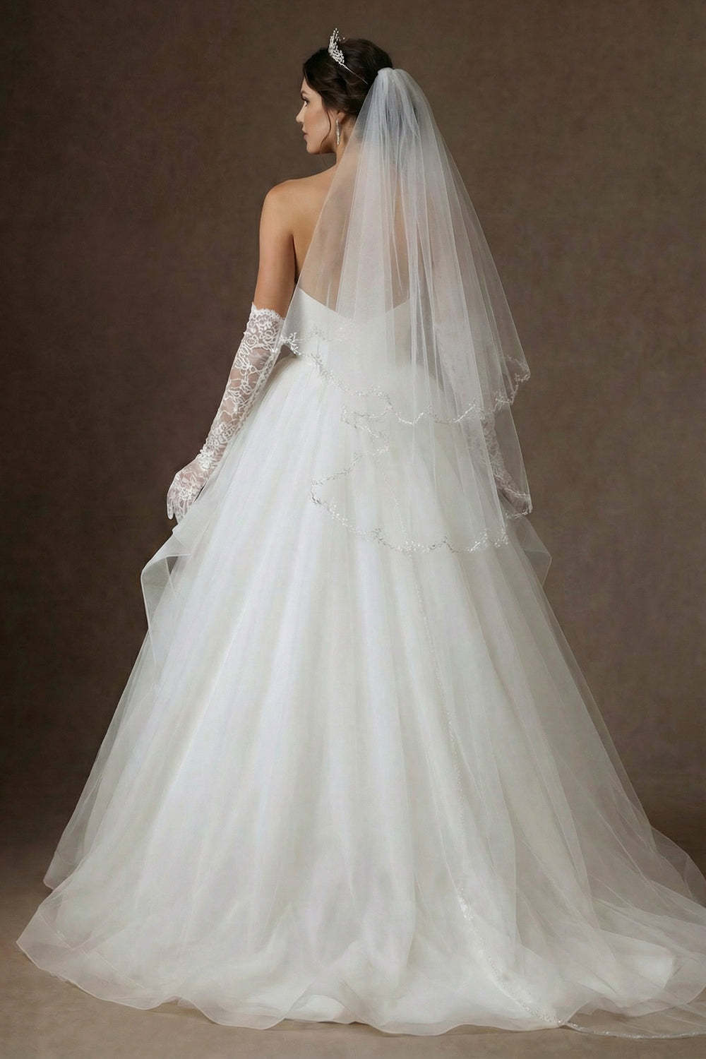 Ivory Ball Gown High Low Sweetheart Beaded Wedding Dress