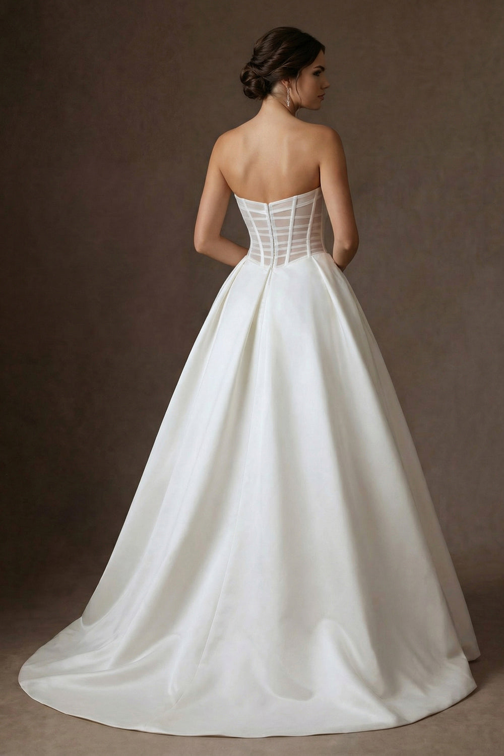 Ivory A Line Sweetheart Corset High Waist Long Wedding Dress
