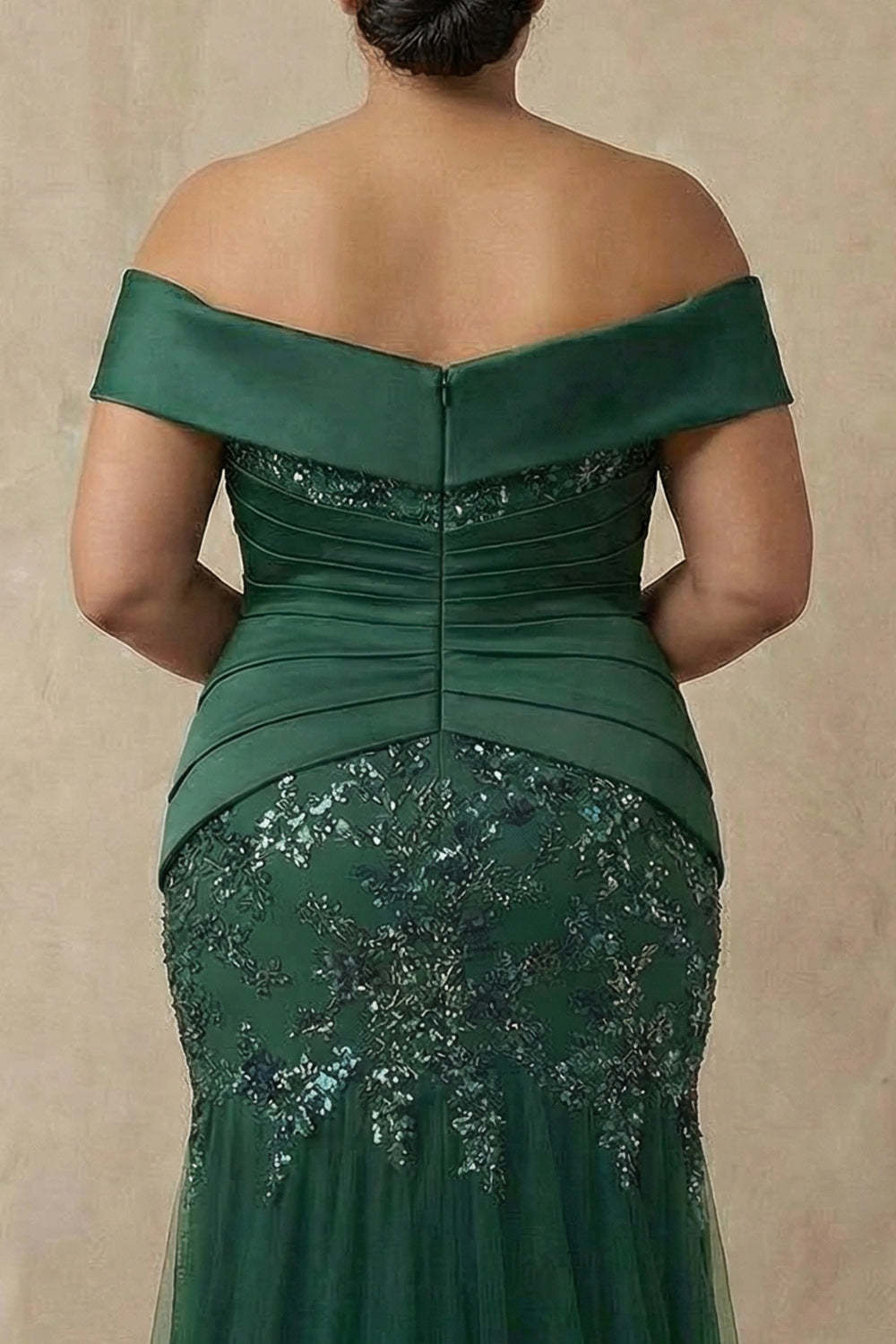 Dark Green Sparkly Floral Mermaid Long Mother of the Bride Dress with Appliques