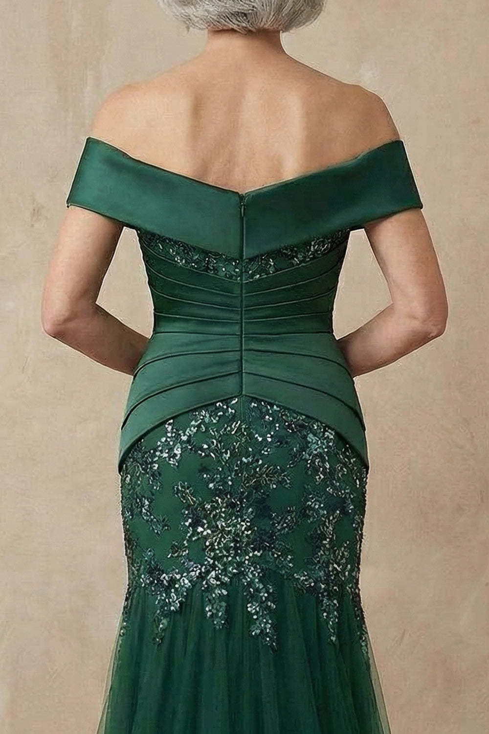 Dark Green Sparkly Floral Mermaid Long Mother of the Bride Dress with Appliques