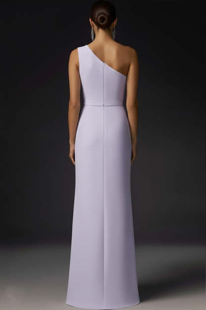 Simple Lilac One Shoulder Maxi Bridesmaid Dress