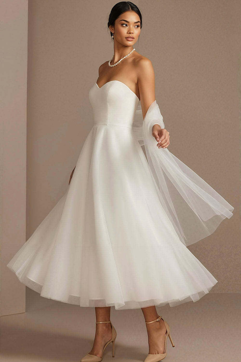 English Rose Sweetheart A Line Maxi Tulle Wedding Guest Dress