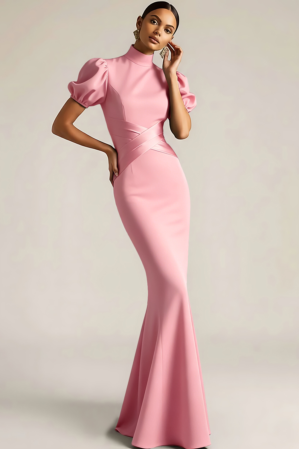 Emerald Green Mermaid High Neck Long Formal Dress with Sleeves