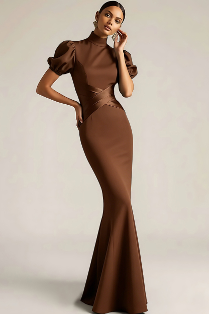 Emerald Green Mermaid High Neck Long Formal Dress with Sleeves