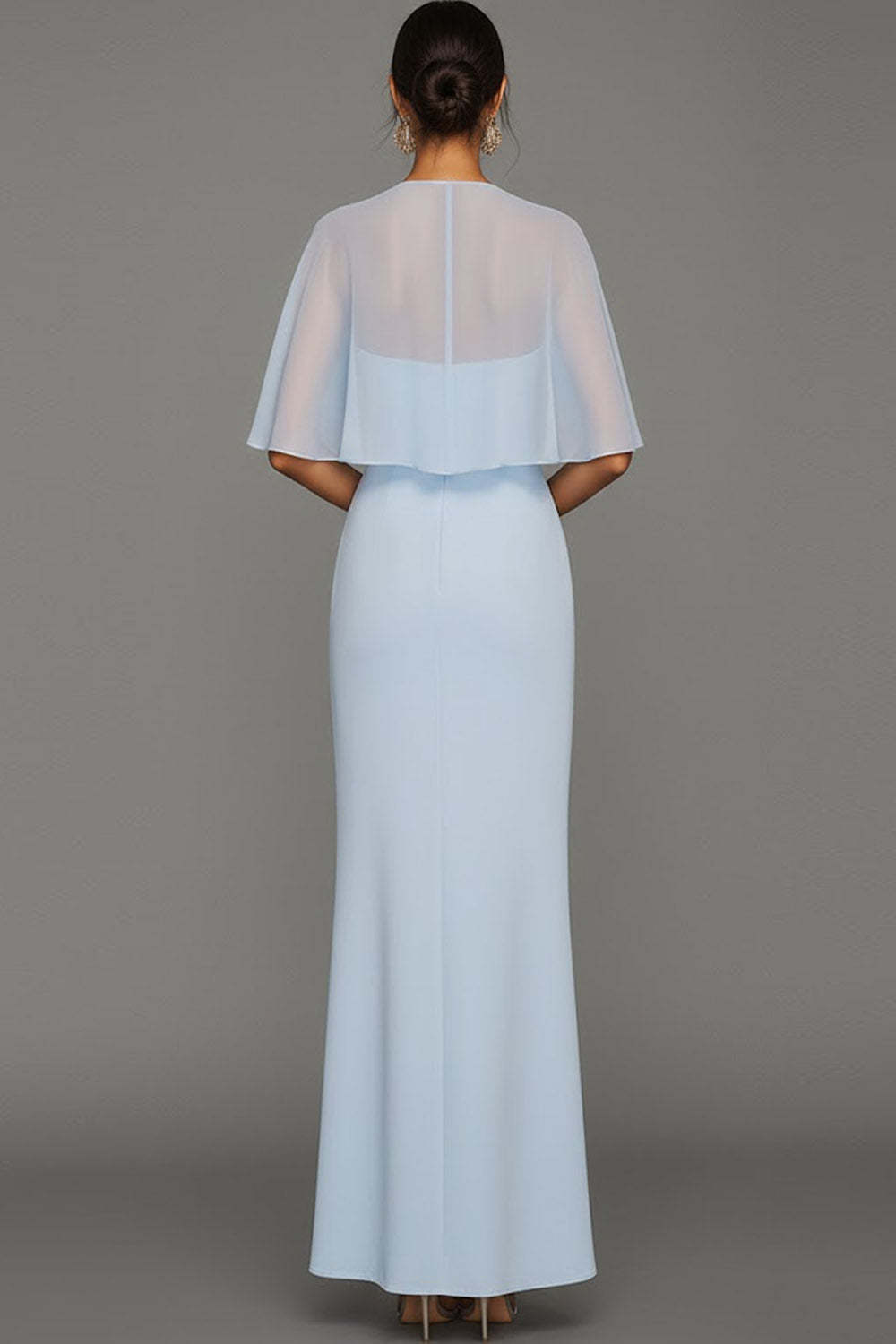 Light Blue Sweetheart Maxi Bridesmaid Dress with Slit