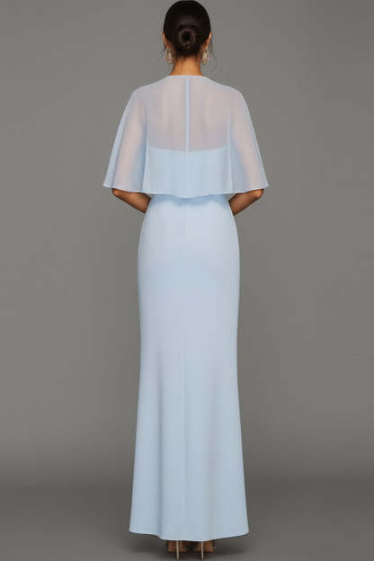 Light Blue Sweetheart Maxi Bridesmaid Dress with Slit