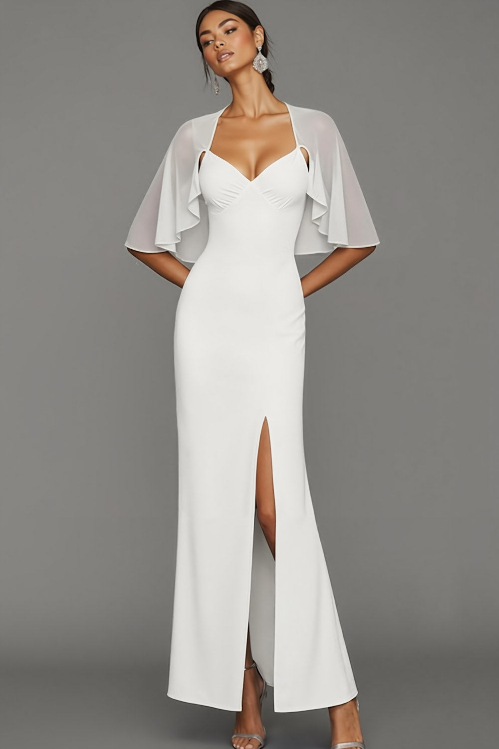 Light Blue Sweetheart Maxi Bridesmaid Dress with Slit