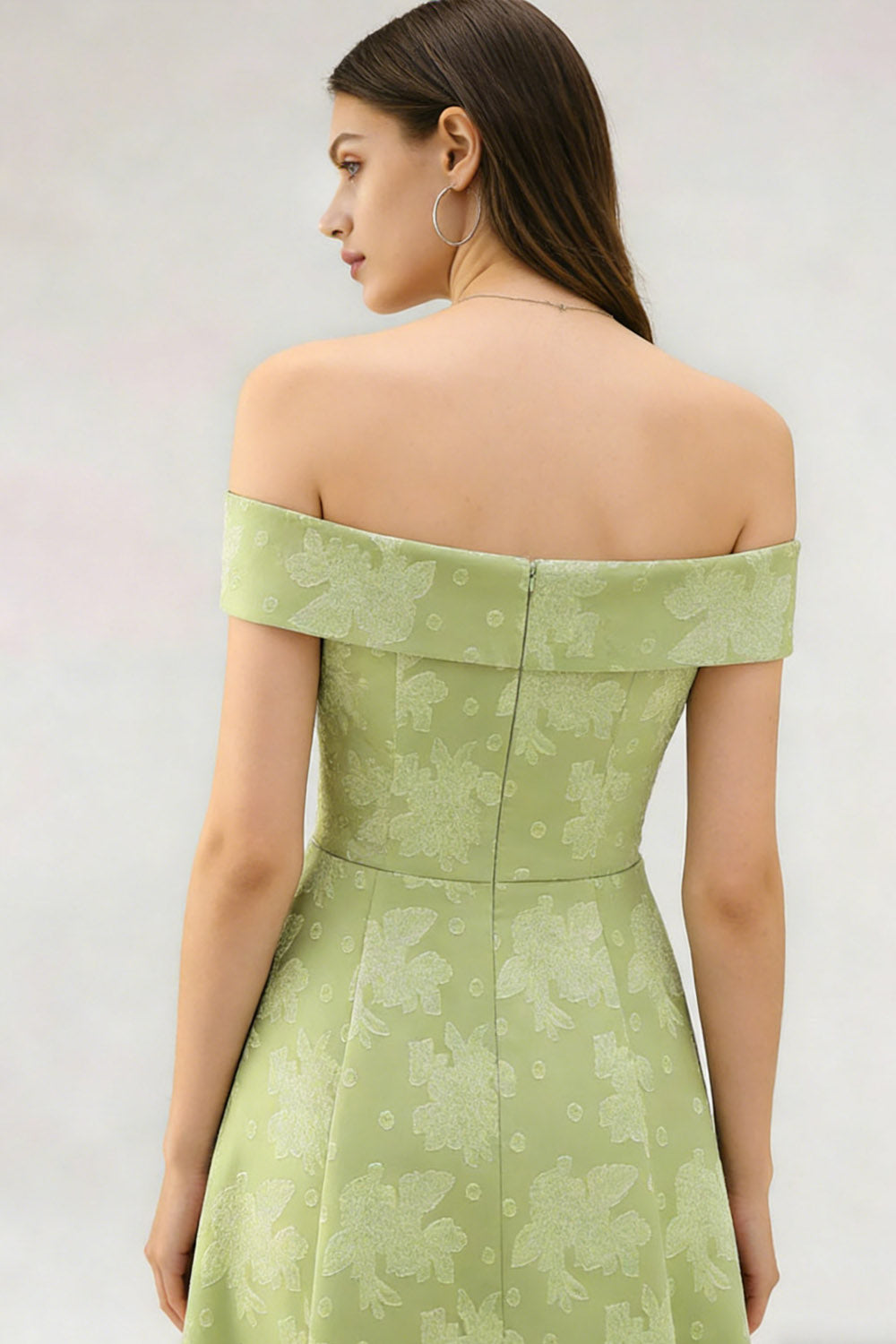 Light Green Jacquard Short A Line Petite Wedding Guest Dress