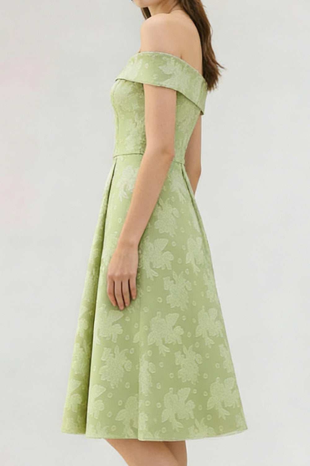 Light Green Jacquard Short A Line Petite Wedding Guest Dress
