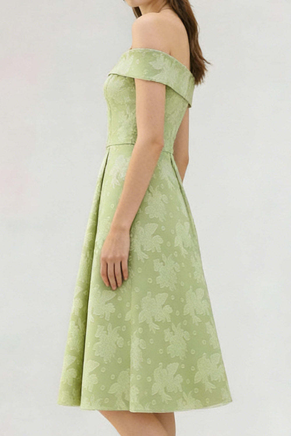 Light Green Jacquard Short A Line Petite Wedding Guest Dress