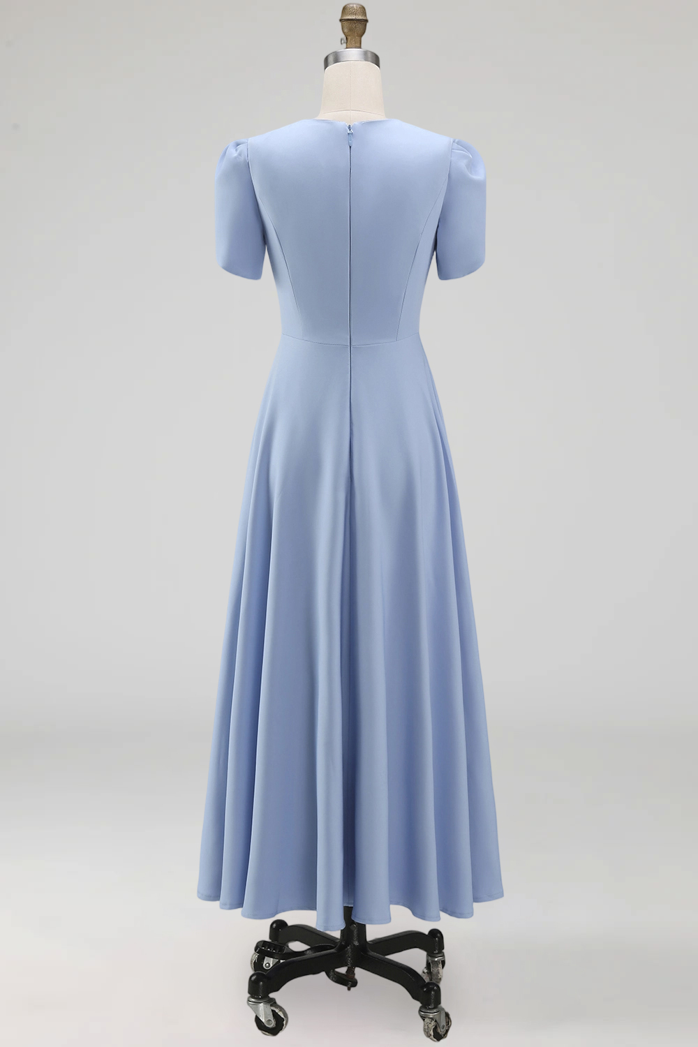 Blue A Line Long Elegant Mother of the Bride Dress with Sleeves