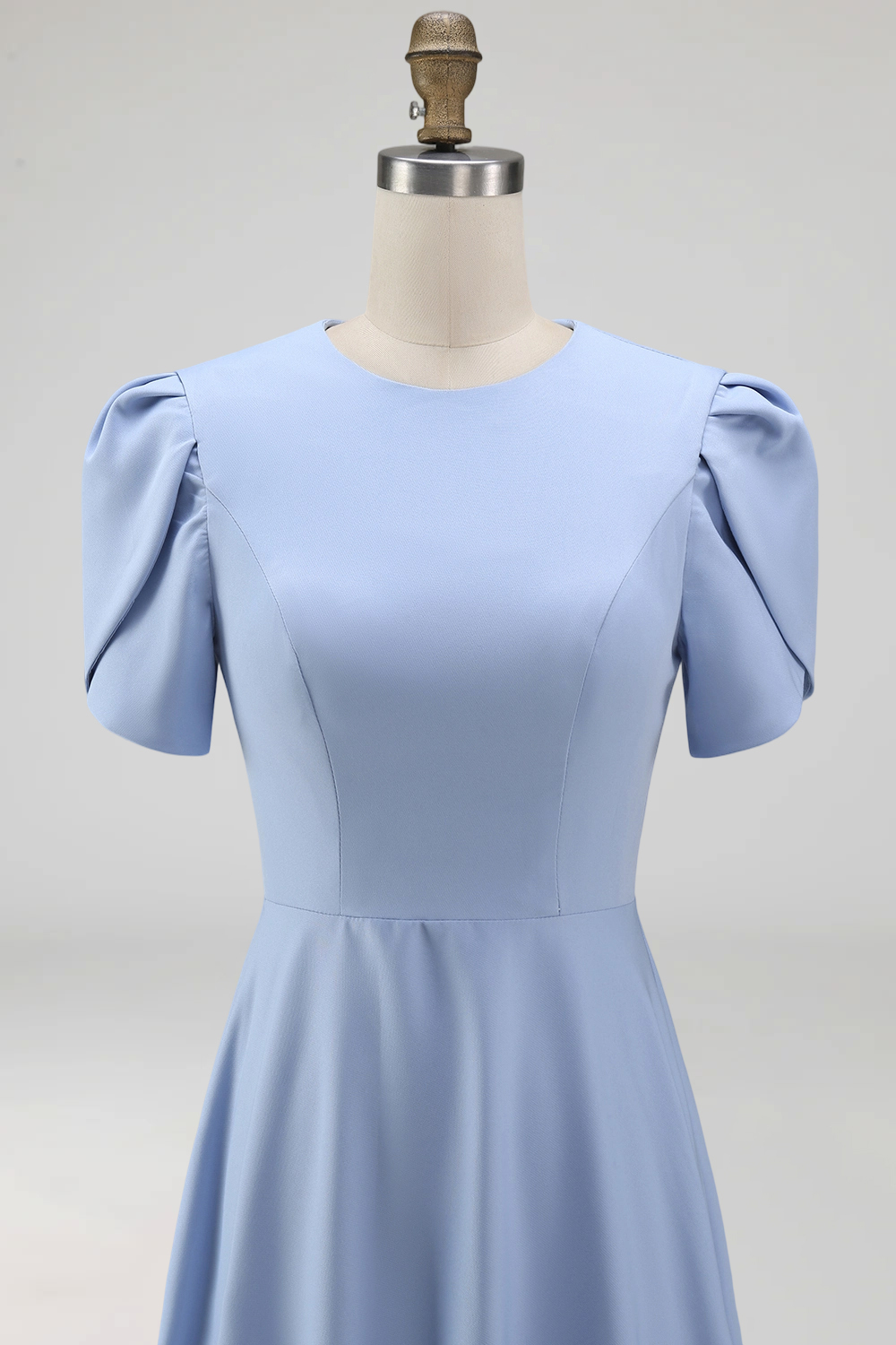 Blue A Line Long Elegant Mother of the Bride Dress with Sleeves