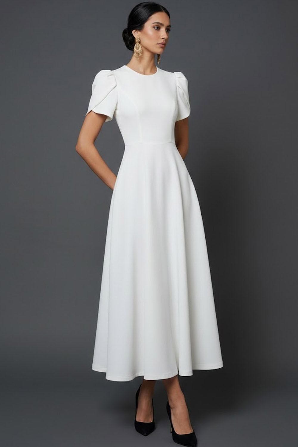 Blue A Line Long Elegant Mother of the Bride Dress with Sleeves