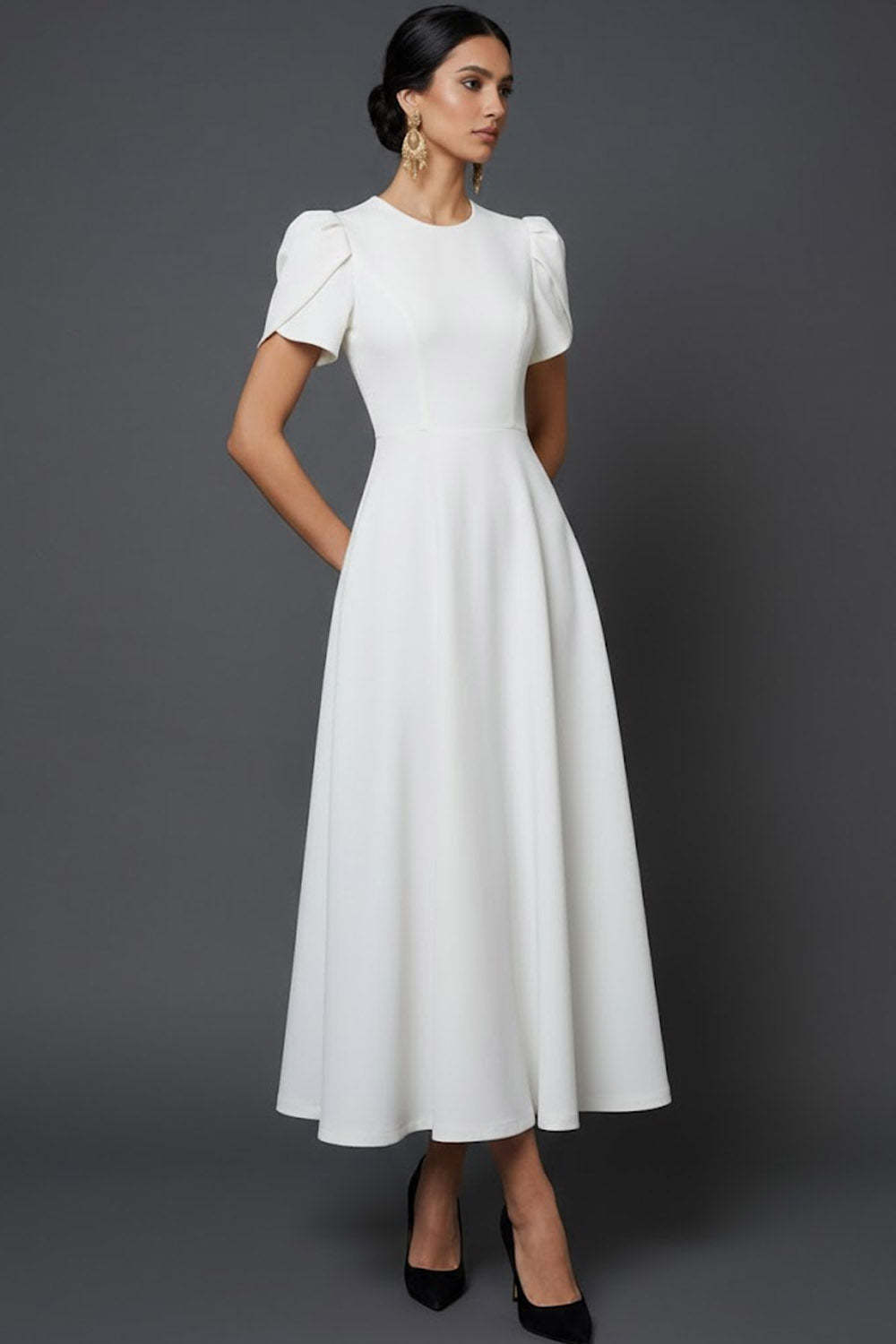 Blue A Line Long Elegant Mother of the Bride Dress with Sleeves