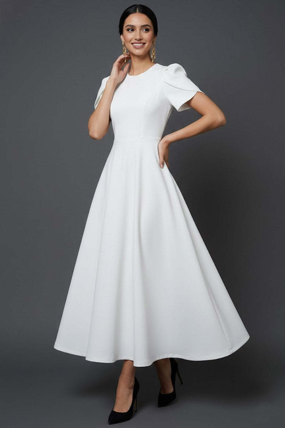 Blue A Line Long Elegant Mother of the Bride Dress with Sleeves