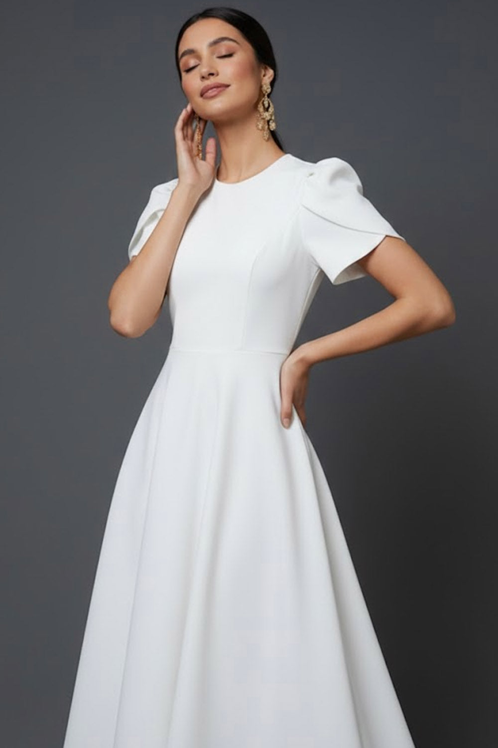 Blue A Line Long Elegant Mother of the Bride Dress with Sleeves