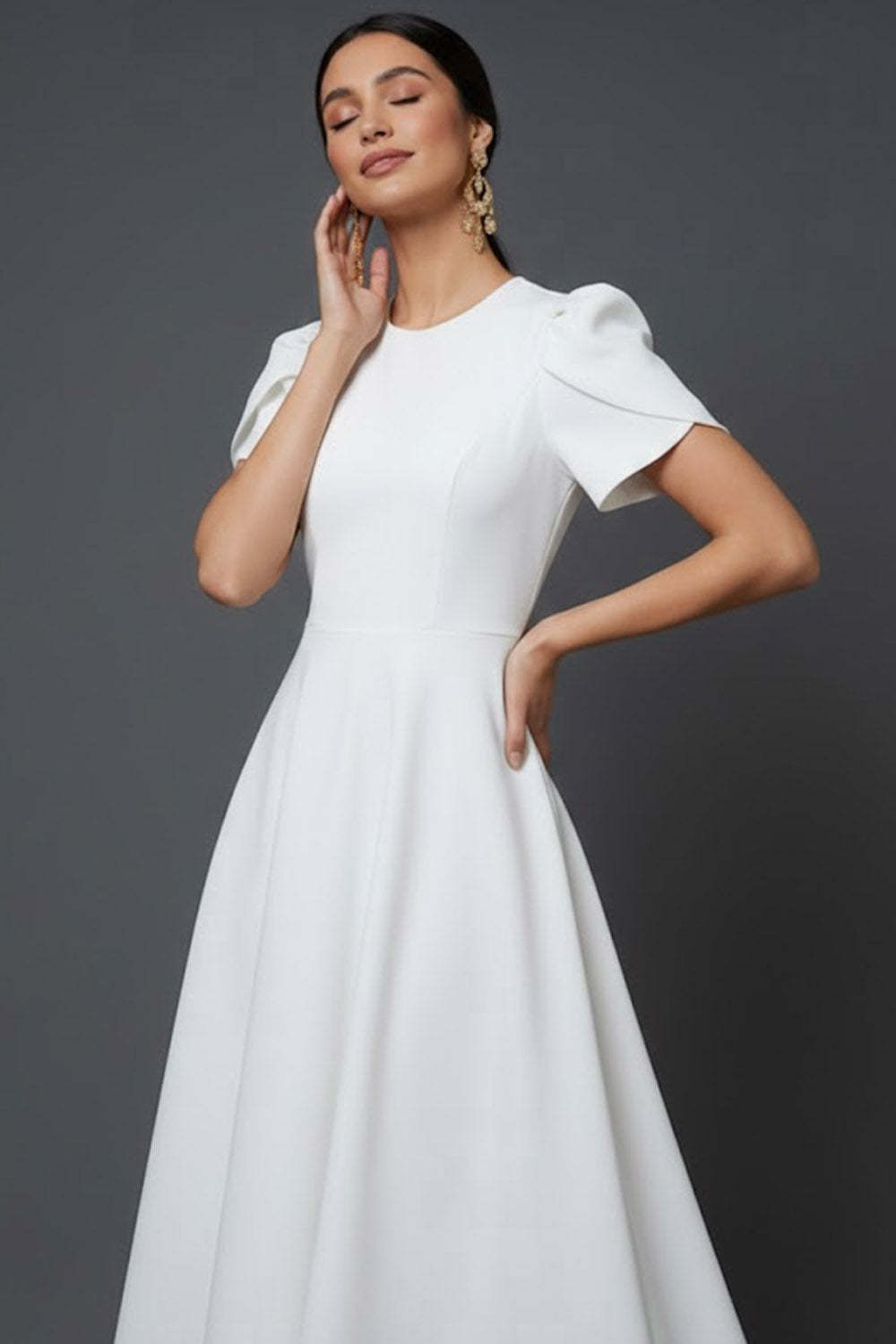 Blue A Line Long Elegant Mother of the Bride Dress with Sleeves