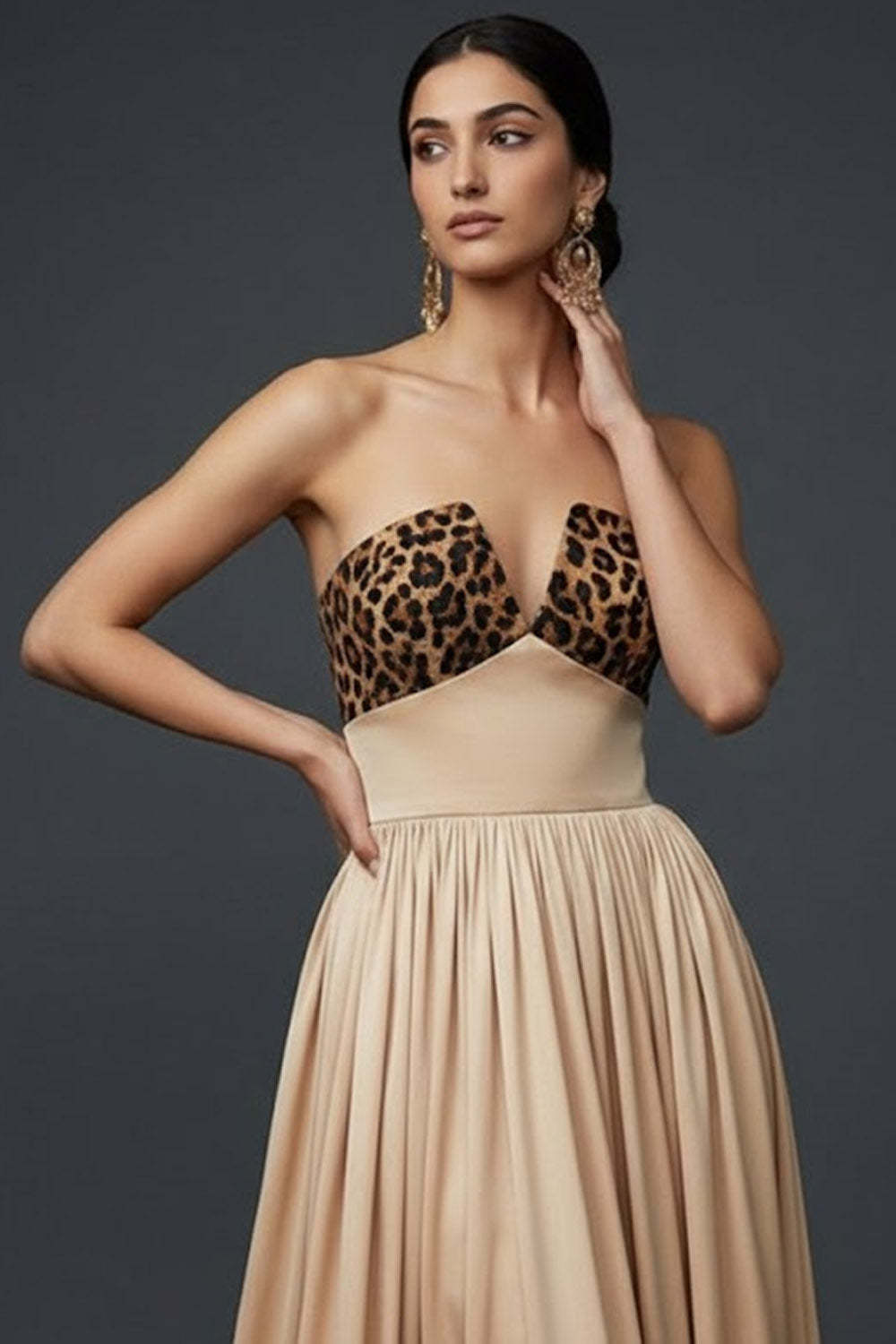 Champagne A Line Sweetheart Long Formal Dress