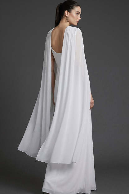 Light Yellow Mermaid Round Neck Long Wedding Guest Dress with Drape