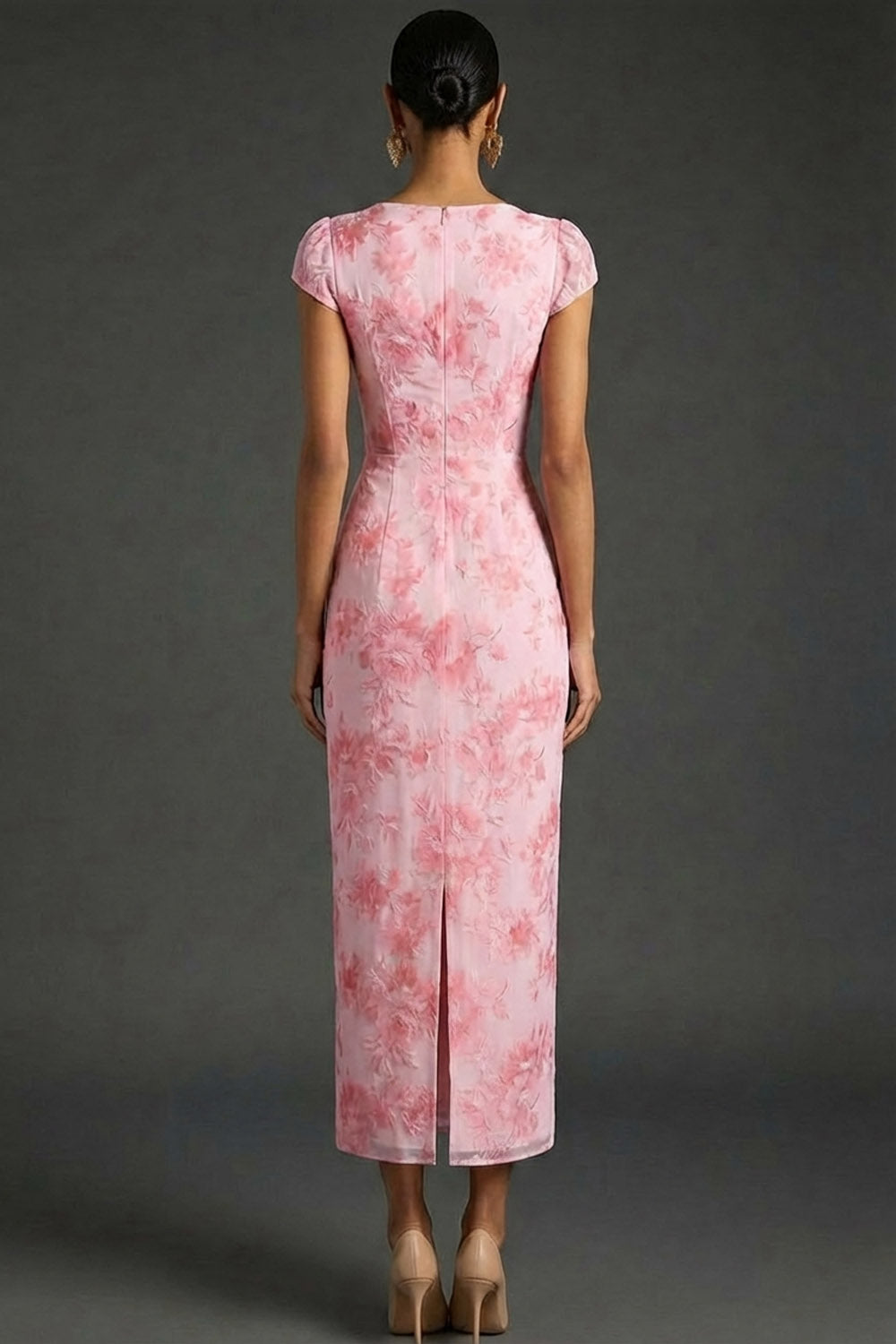 Pink Floral Mermaid Corset Sweetheart Long Wedding Guest Dress