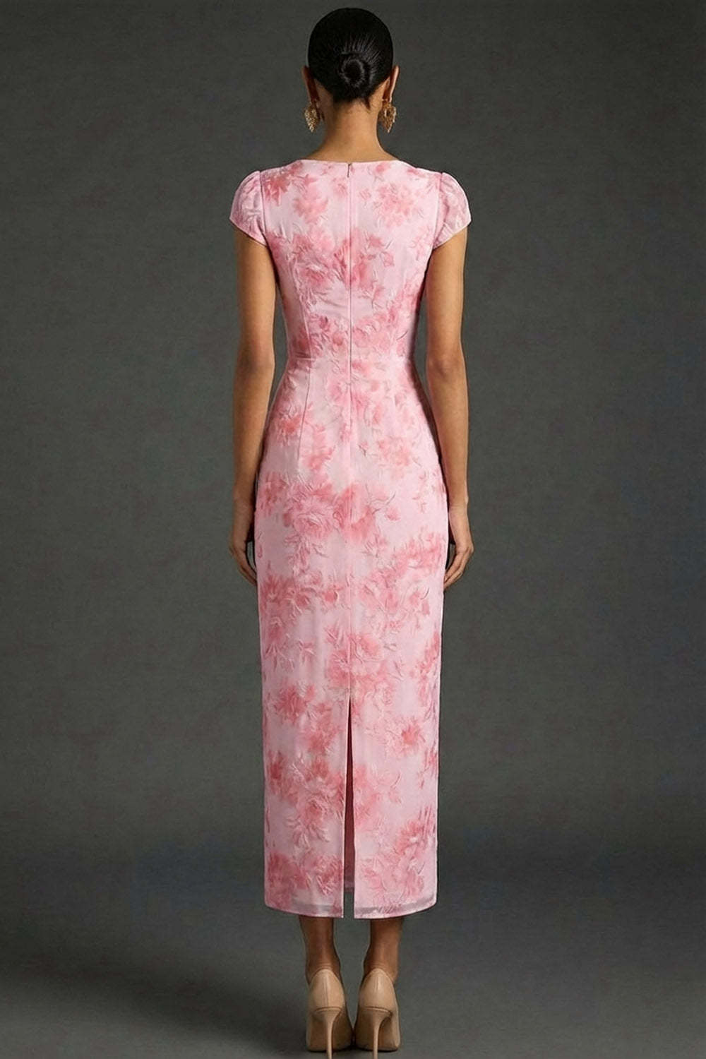 Pink Floral Mermaid Corset Sweetheart Long Wedding Guest Dress