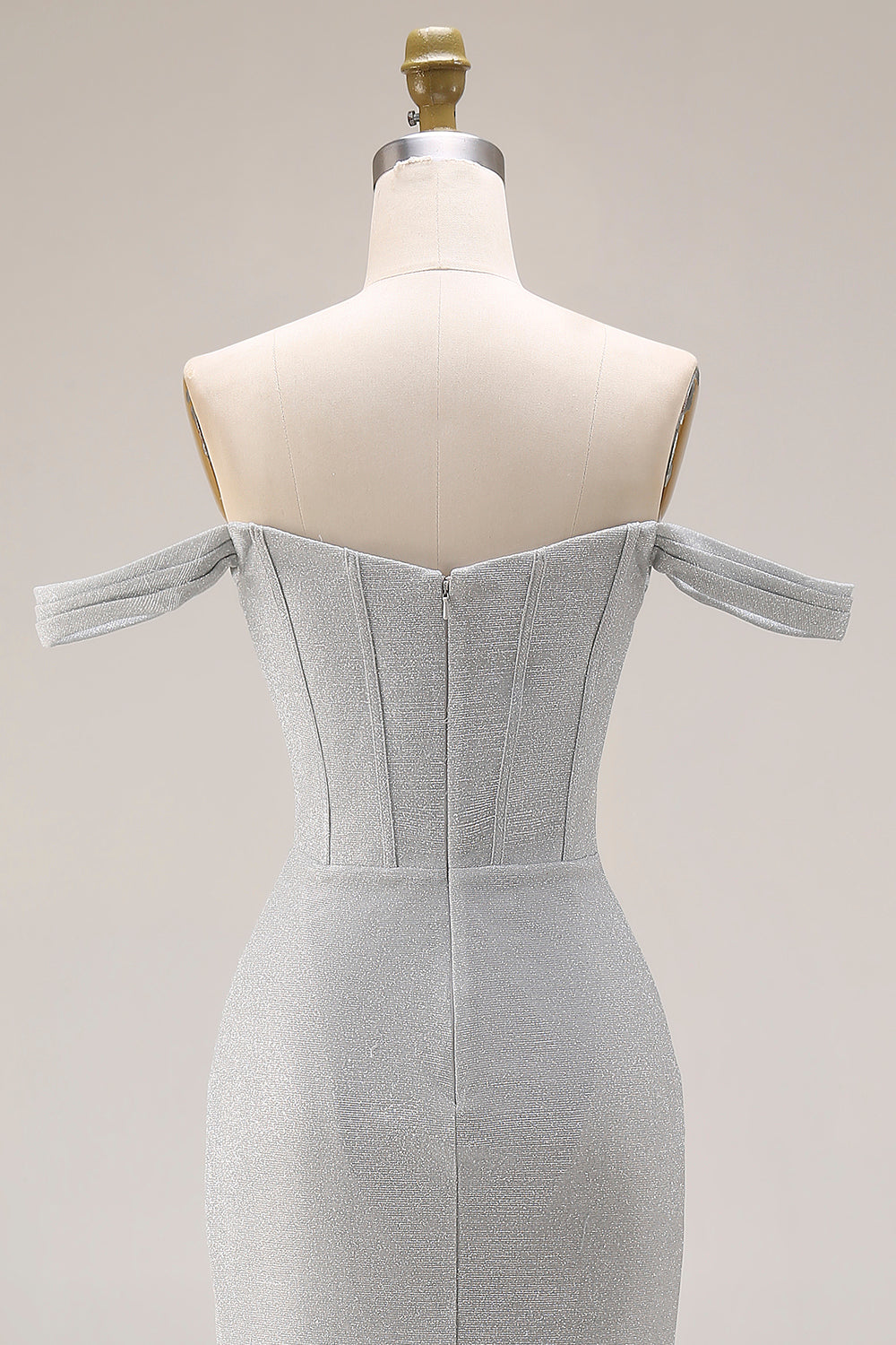 Corset Light Grey Off the Shoulder Mermaid Maxi Gala Dress with Slit