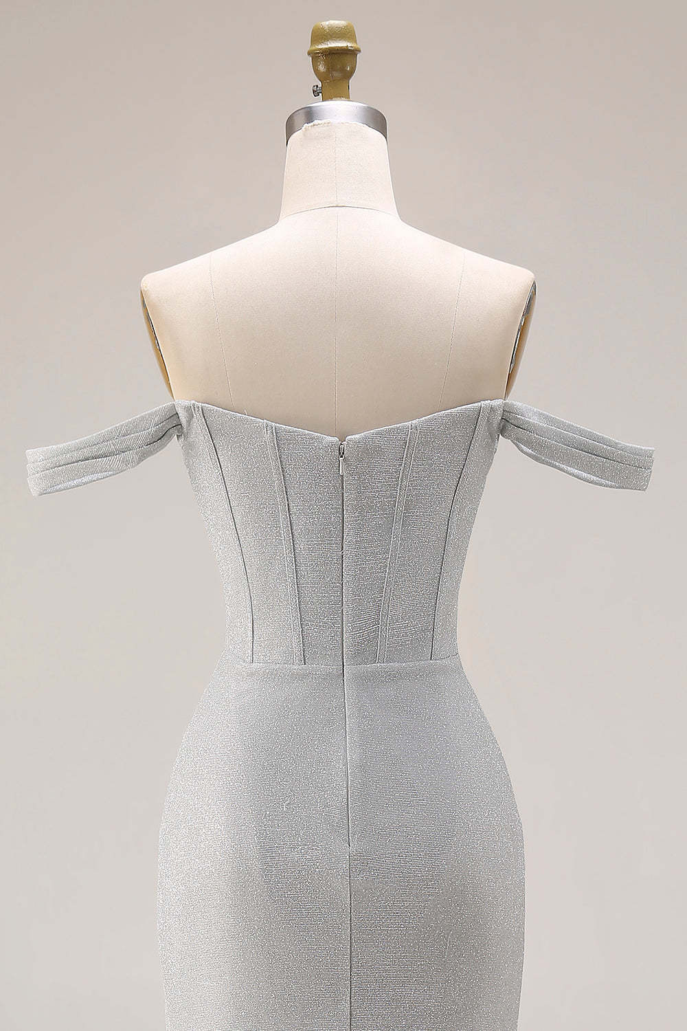 Corset Light Grey Off the Shoulder Mermaid Maxi Gala Dress with Slit