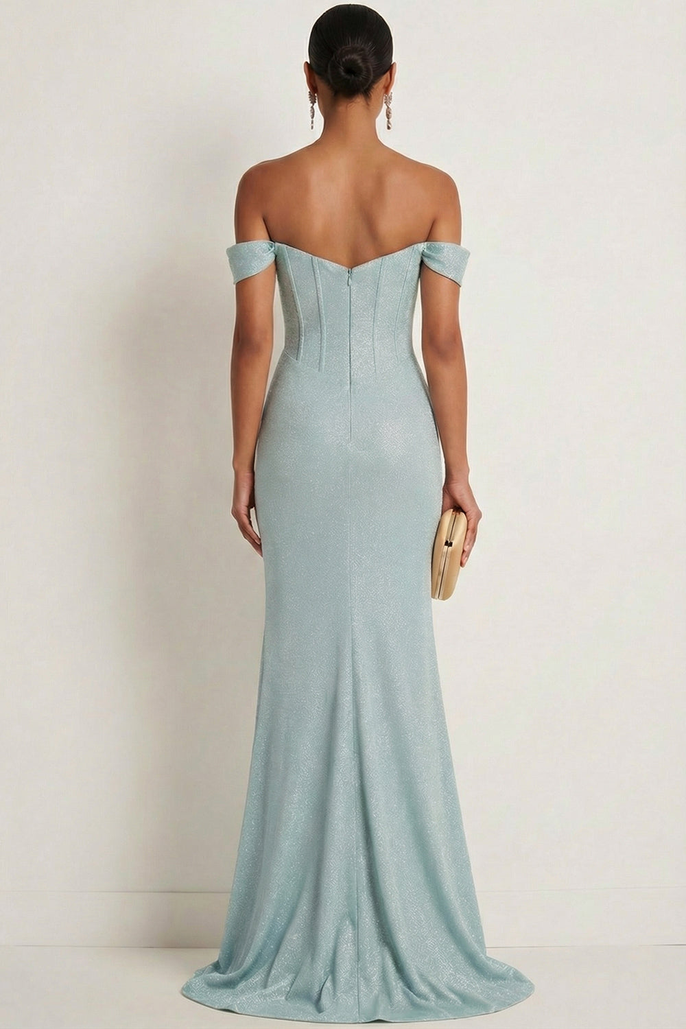 Corset Dusty Green Ruched Mermaid Maxi Gala Dress with Slit