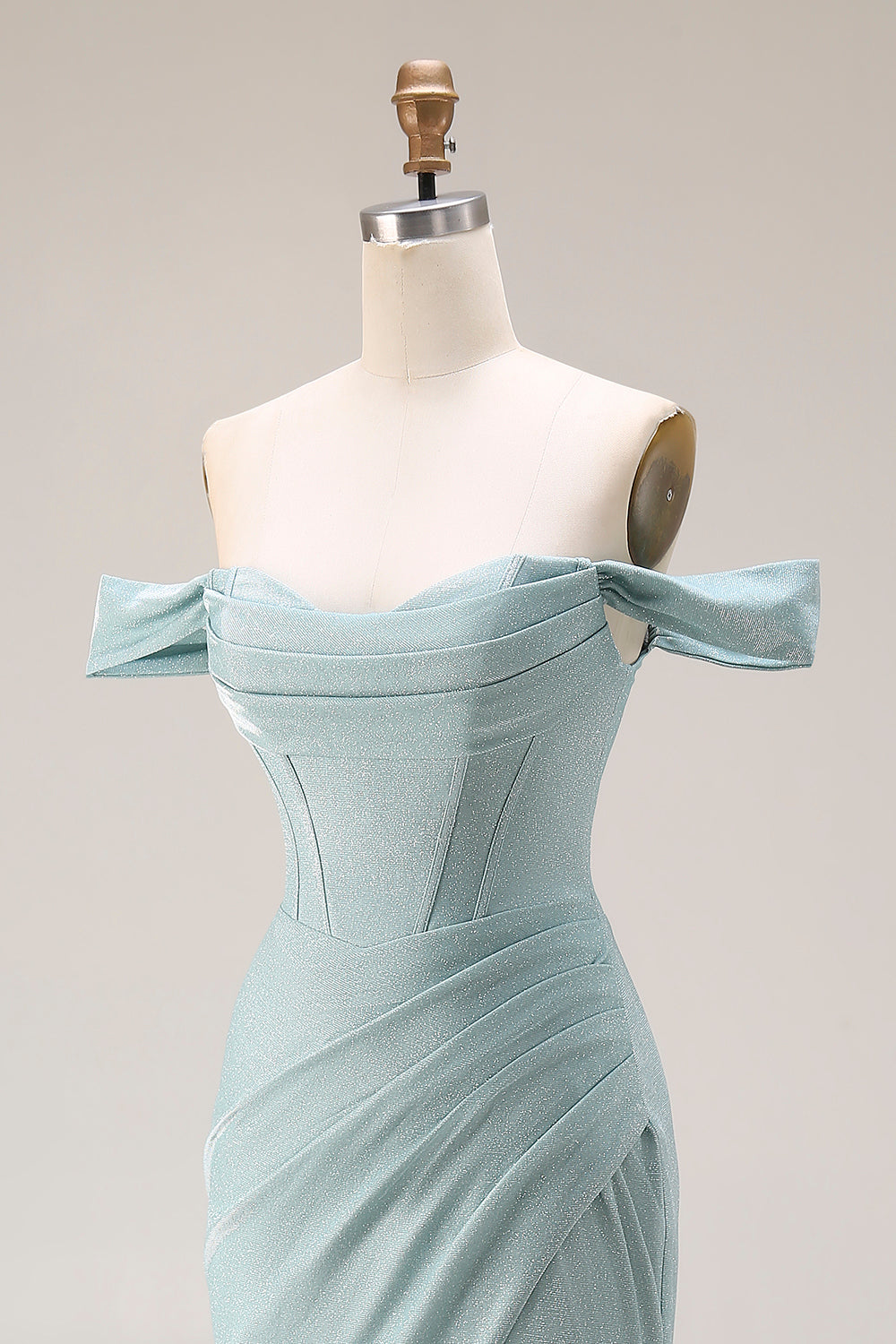 Corset Dusty Green Ruched Mermaid Maxi Gala Dress with Slit