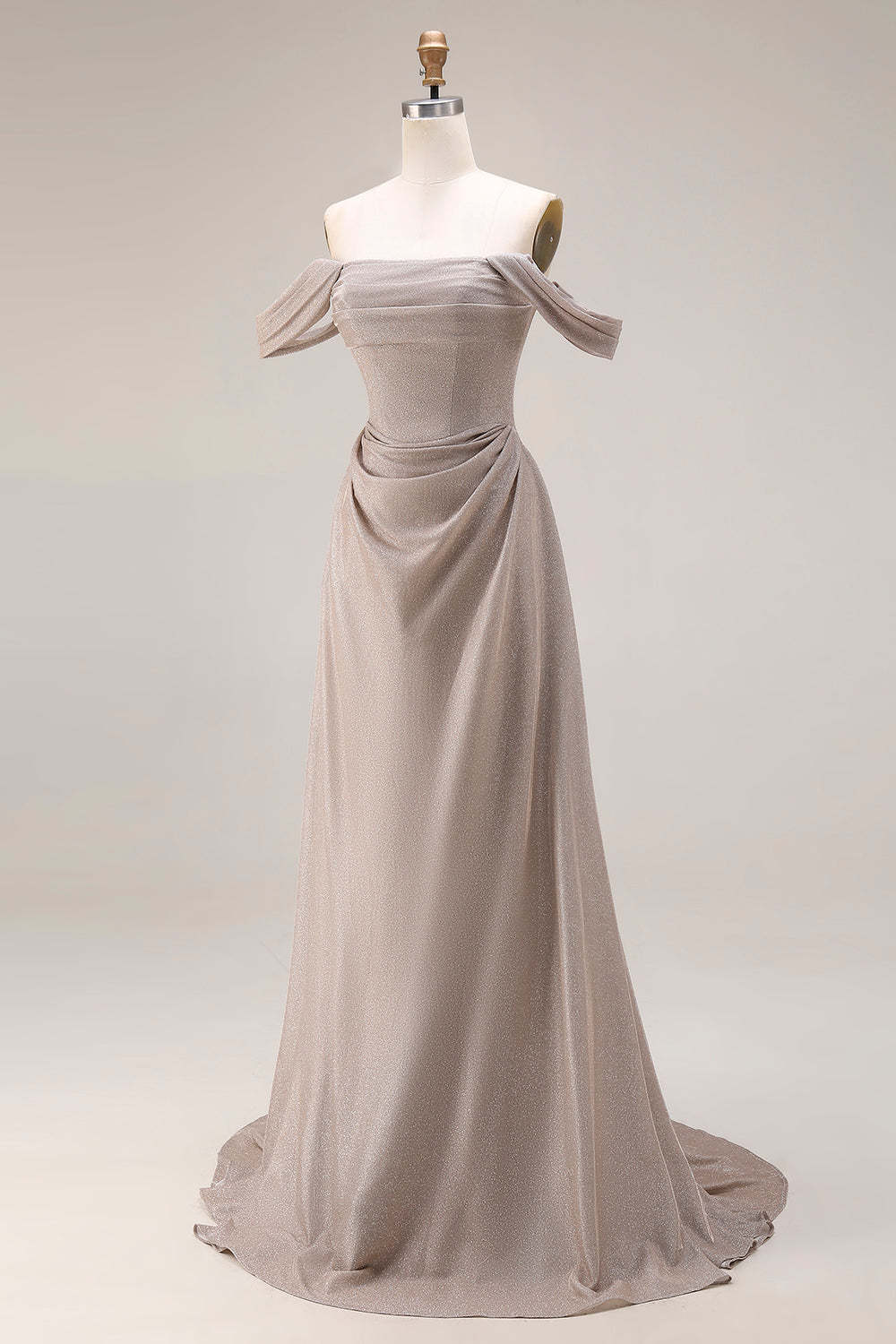 Grey Mermaid Off the Shoulder Draped Long Gala Dress