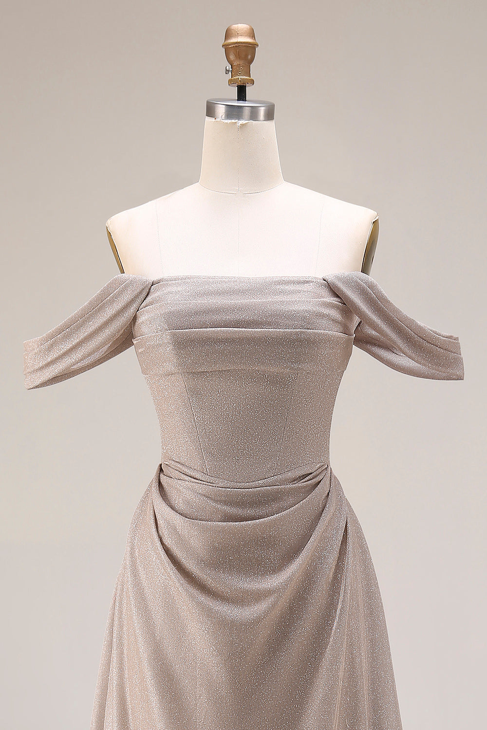 Grey Mermaid Off the Shoulder Draped Long Gala Dress