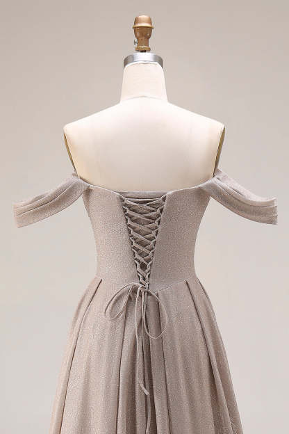 Grey Mermaid Off the Shoulder Draped Long Gala Dress