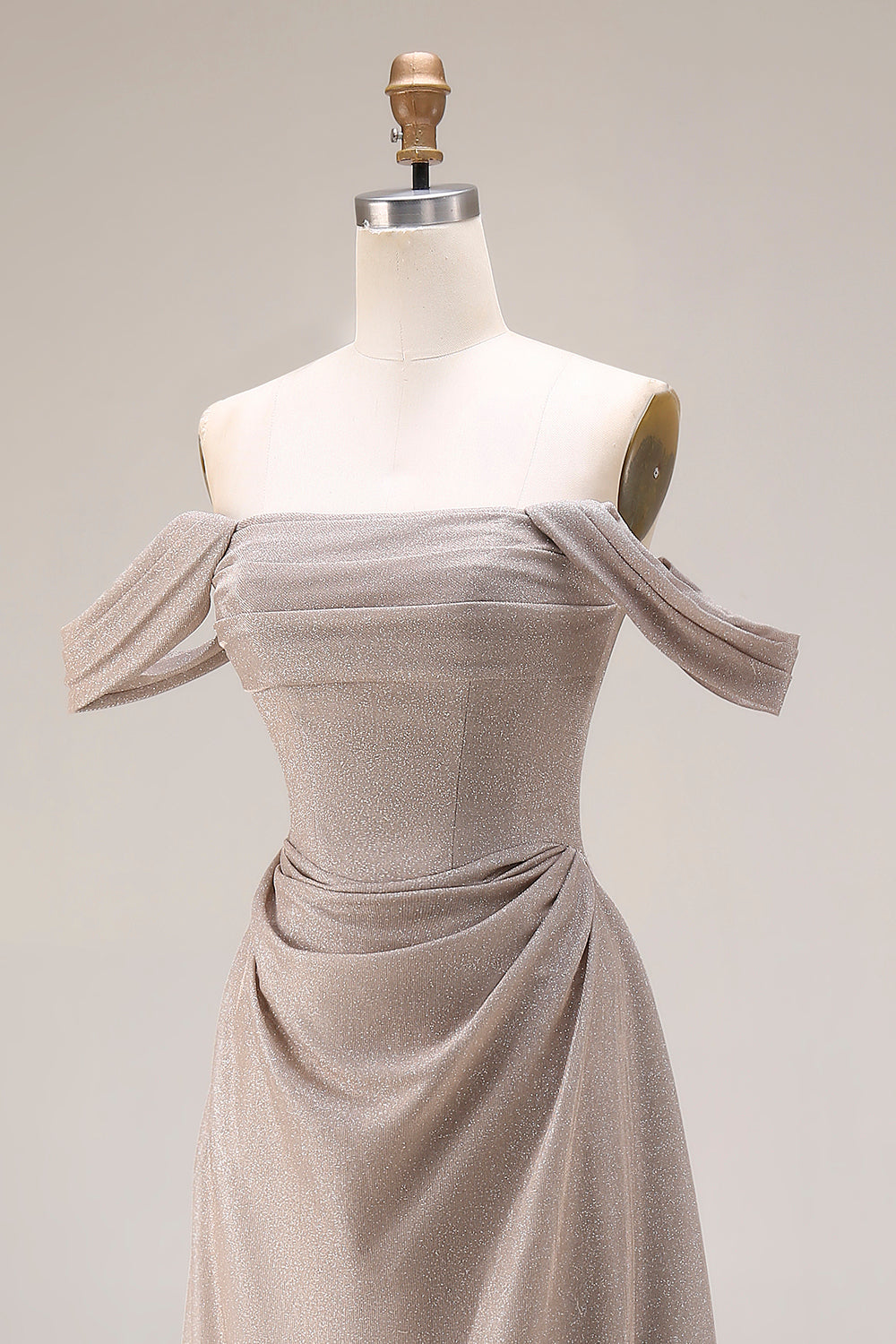 Grey Mermaid Off the Shoulder Draped Long Gala Dress