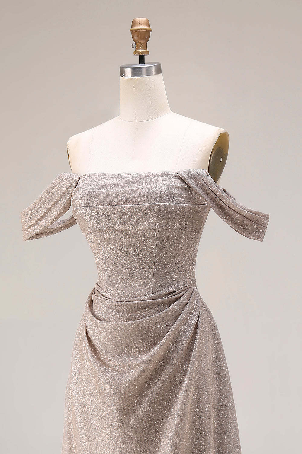 Grey Mermaid Off the Shoulder Draped Long Gala Dress