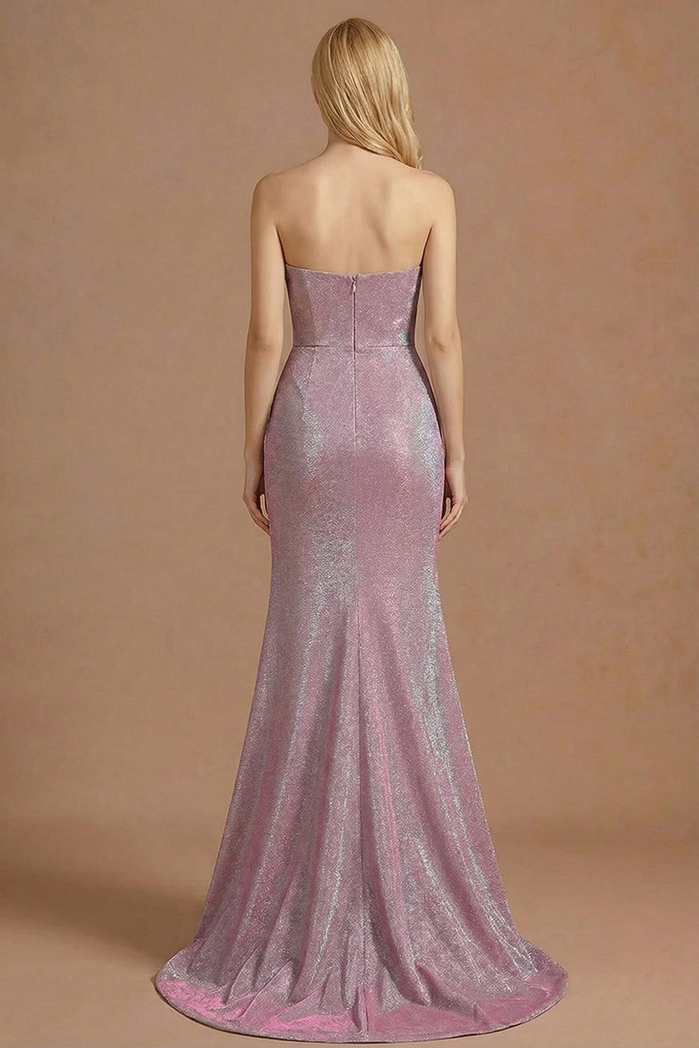 Dusty Plum Mermaid Strapless Ruched Long Prom Dress