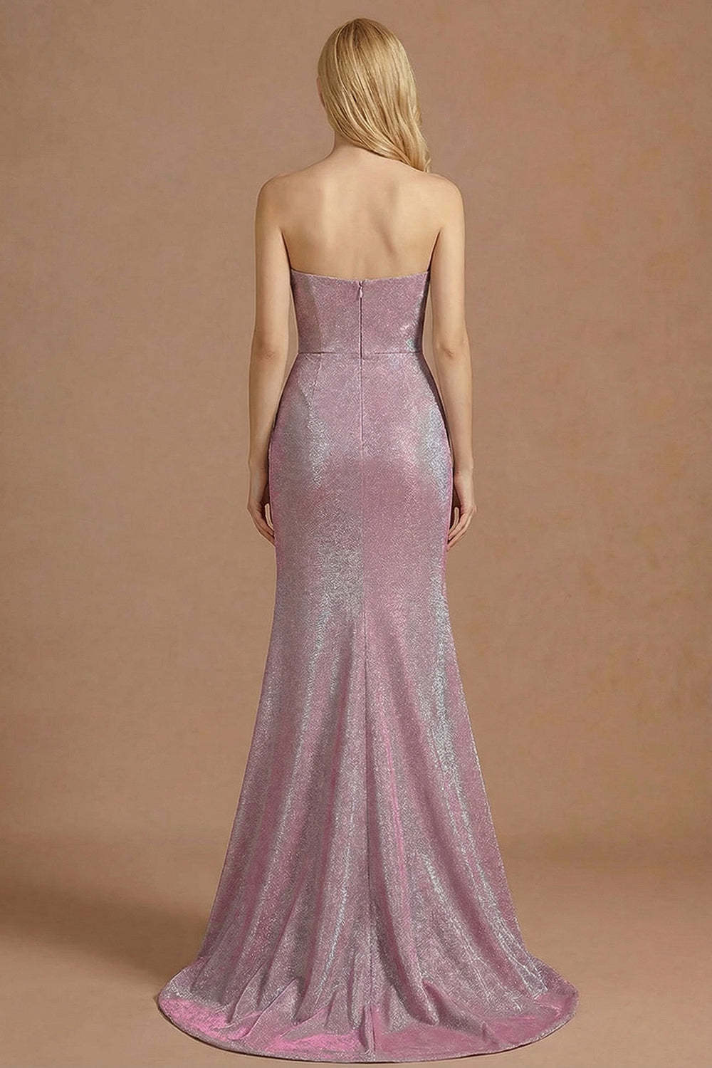 Dusty Plum Mermaid Strapless Ruched Long Prom Dress