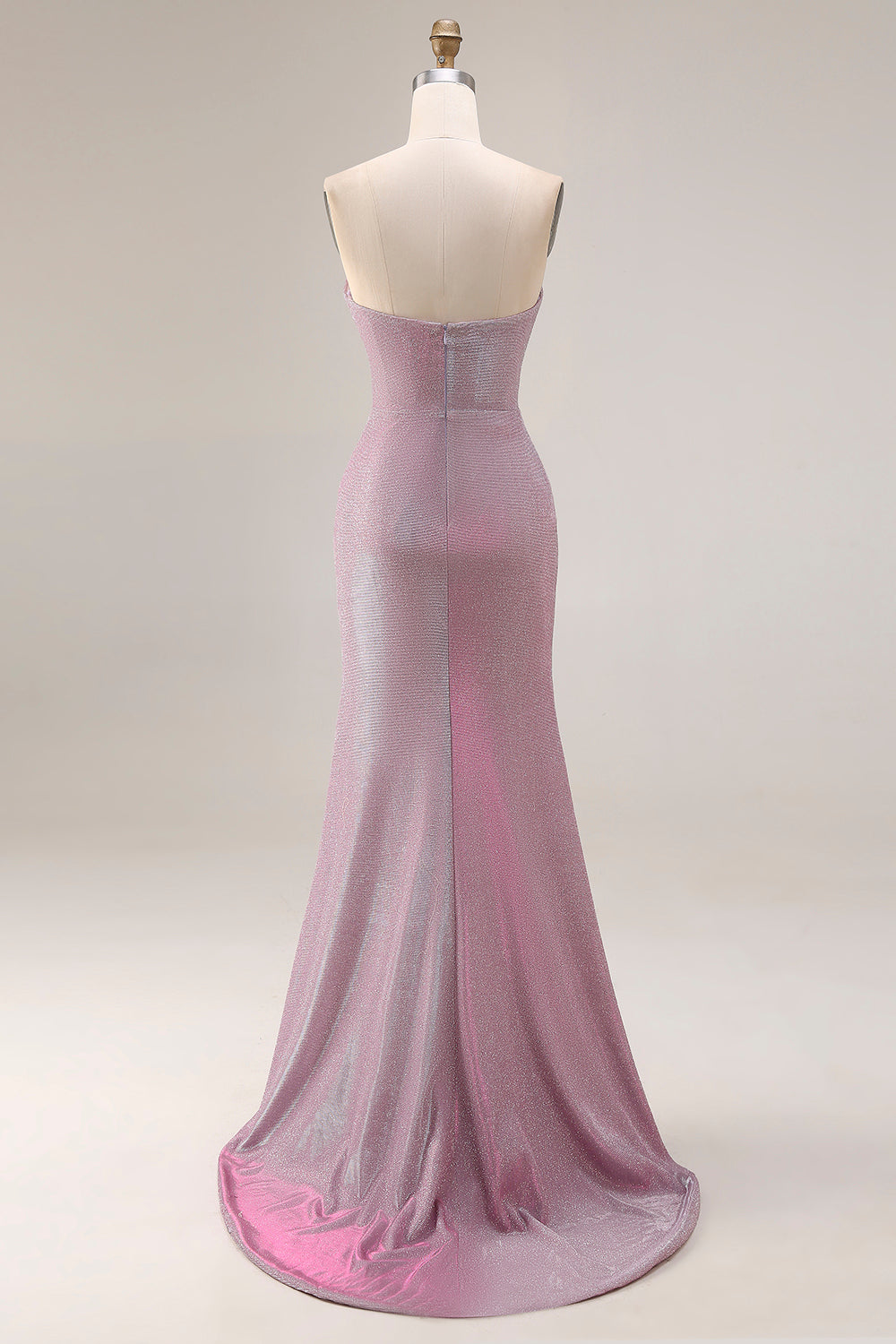 Dusty Plum Mermaid Strapless Ruched Long Prom Dress