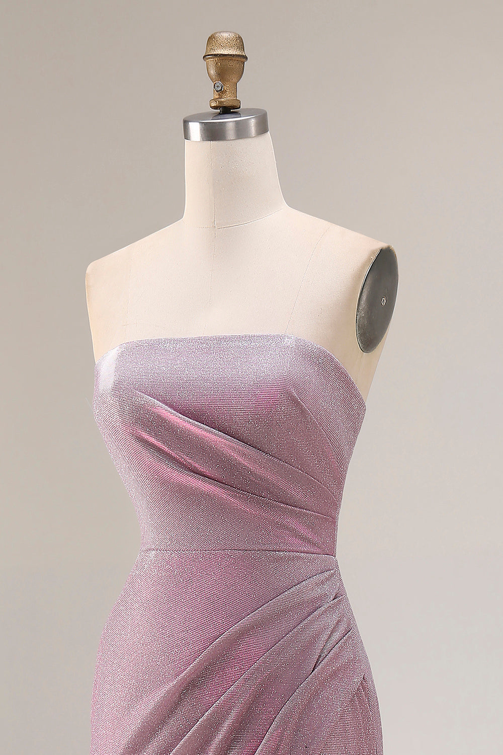 Dusty Plum Mermaid Strapless Ruched Long Prom Dress