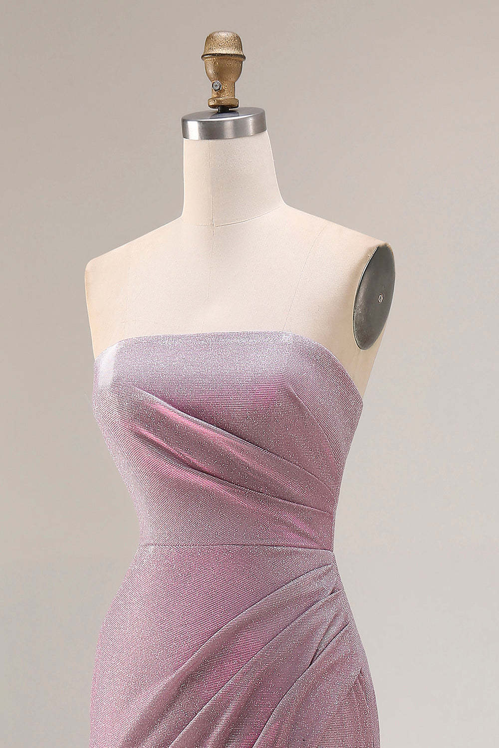 Dusty Plum Mermaid Strapless Ruched Long Prom Dress