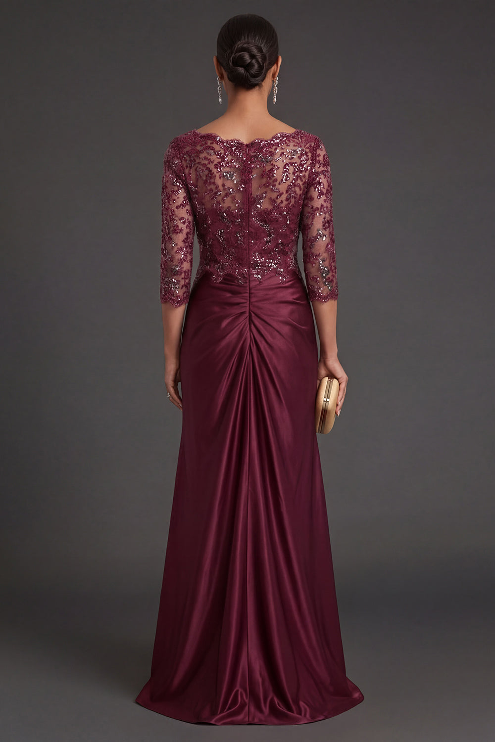 Sparkly Beaded Navy Floral Appliqued Ruched Mermaid Long Formal Dress