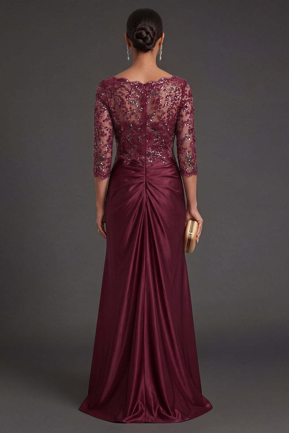 Sparkly Beaded Navy Floral Appliqued Ruched Mermaid Long Formal Dress