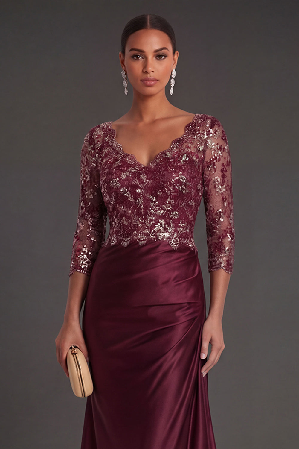 Sparkly Beaded Navy Floral Appliqued Ruched Mermaid Long Formal Dress