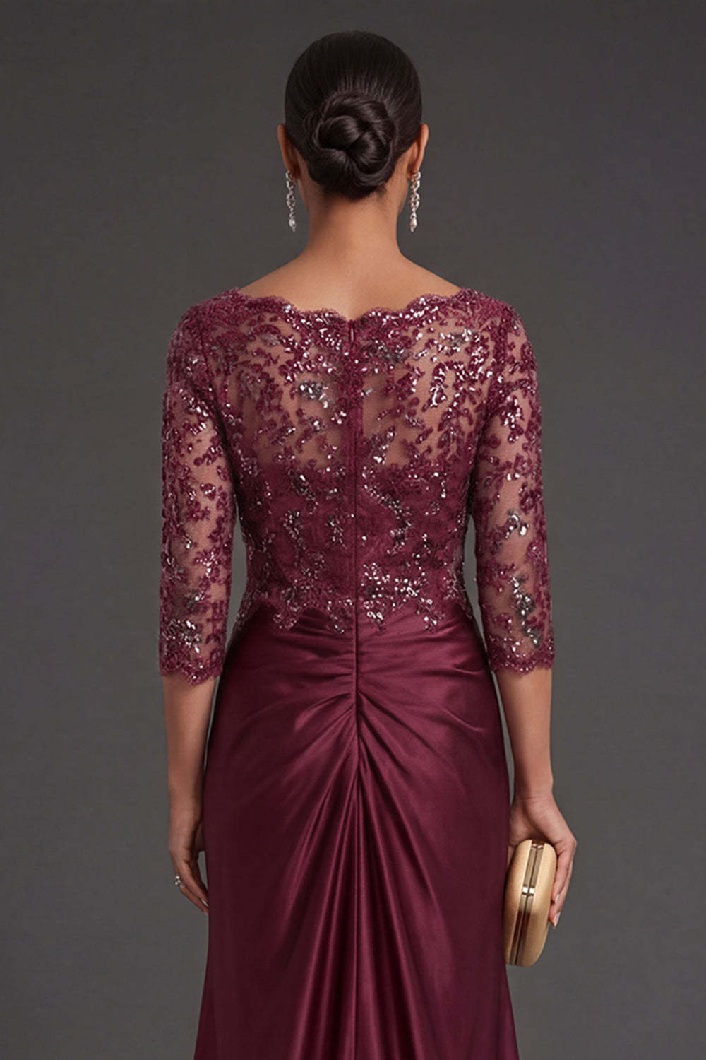 Sparkly Beaded Navy Floral Appliqued Ruched Mermaid Long Formal Dress