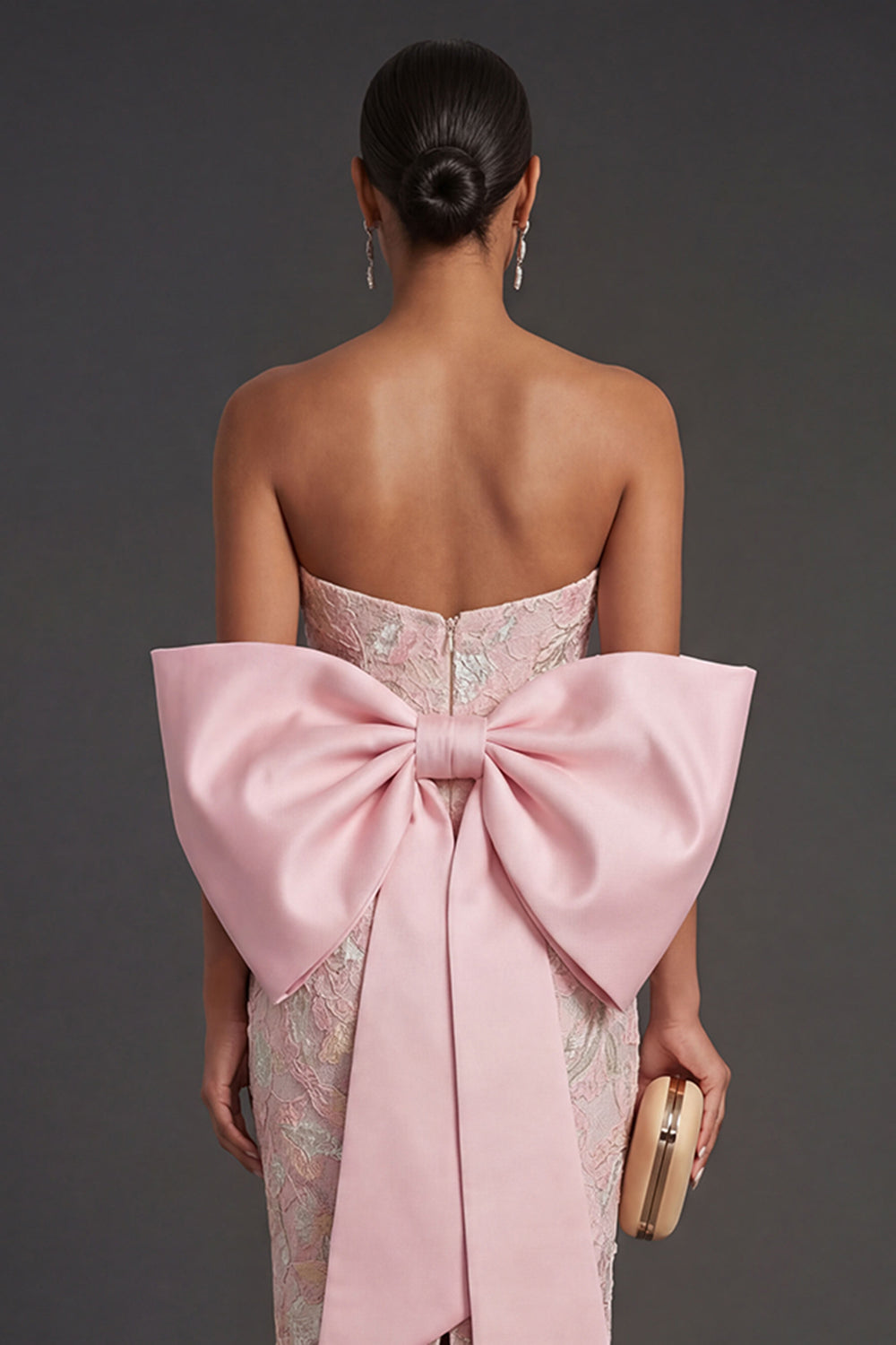 Pink Floral Sheath Appliqued Long Formal Dress with Slit