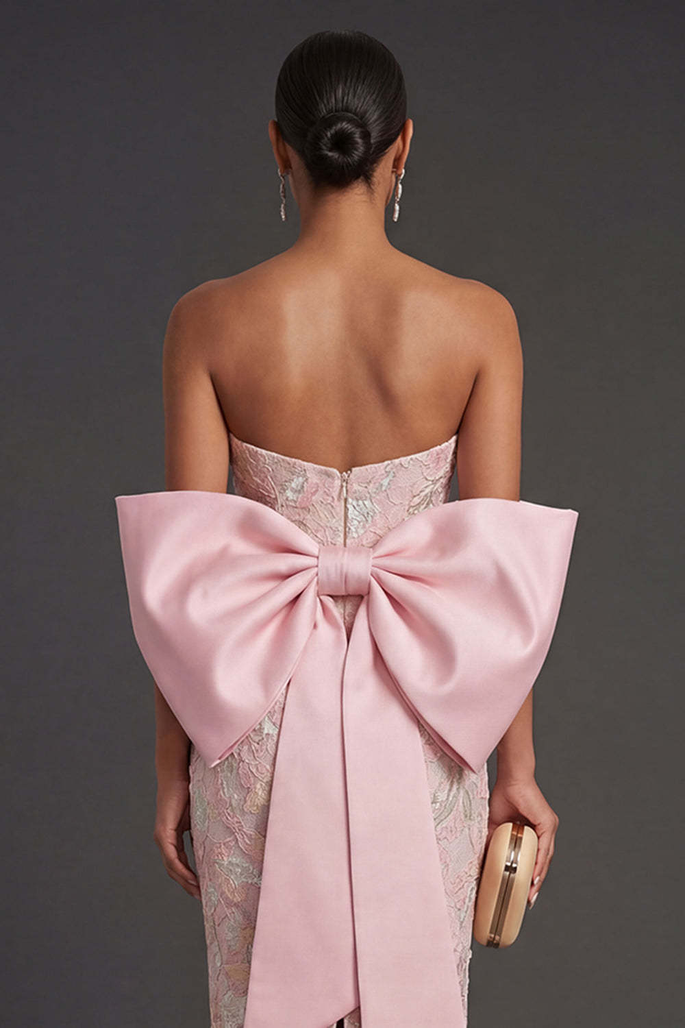 Pink Floral Sheath Appliqued Long Formal Dress with Slit