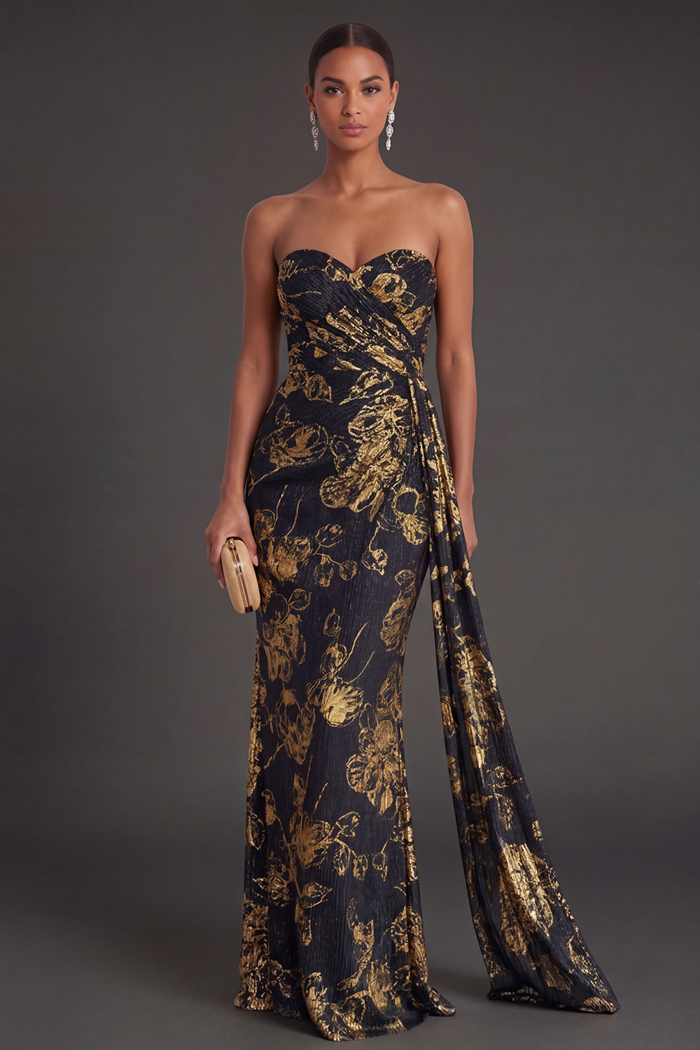 Black Mermaid Sweetheart Ruched Backless Maxi Formal Dress